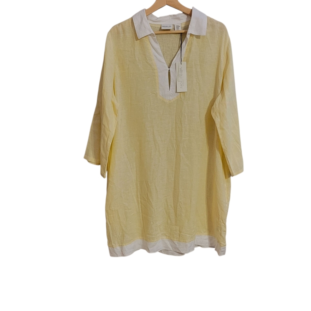 Rachel Zoe Butter Yellow Linen Blend Swim Cover Dress